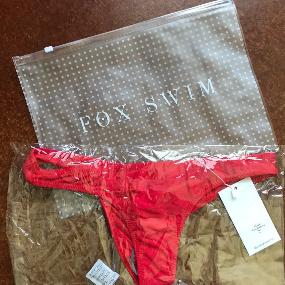White Fox Swim Red Malia Bottom Medium